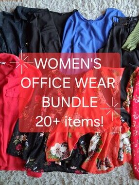 20+ WOMEN'S OFFICE BUNDLE - BLOUSES, DRESSES,PANTS, SKIRTS, SWEATERS